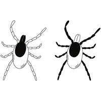 schwarz und Weiß Tick Insekt. Tick Symbol. Milbe Zeichen isoliert auf Weiß Hintergrund. vektor