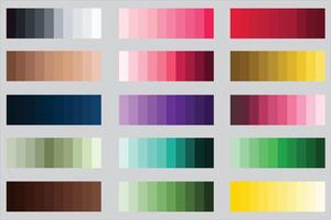 Färg paletter 1, 15x10 , enfärgad, Upptäck 20 uppsättningar av vibrerande Färg paletter 5 unik färger varje för eleganta mönster ljus, mörk, årgång, retro inspirationer, ny vektor