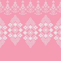 ethnisch geometrisch Stoff Muster Kreuz Stich.Stickerei ethnisch orientalisch Pixel Muster Rose Rosa Gold Pastell- Hintergrund. abstrakt, Illustration. Textur, Kleidung, Schal, Dekoration, Seide Hintergrund. vektor