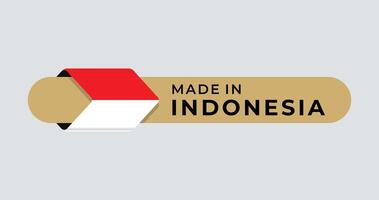 tillverkad i indonesien märka med pil ikon flagga och runda. för logotyp, märka, insigna, täta, märka, tecken, täta, symbol, bricka, stämpel, klistermärke, emblem, baner, design vektor
