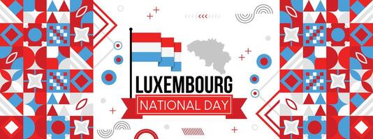 luxemburg nationell dag baner design. Lycklig semester.kreativ oberoende dag baner, affisch, kort, baner, mall, för fira årlig. vektor