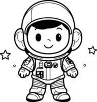 süß Astronaut Junge Illustration. Karikatur Astronaut Junge Illustration. vektor