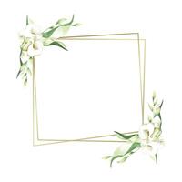 Rahmen mit Weiß Lilie Blumen vektor