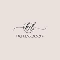 Initiale kd feminin Logo Sammlungen Vorlage. Handschrift Logo von Initiale Unterschrift, Hochzeit, Mode, Schmuck, Boutique, Blumen- und botanisch mit kreativ Vorlage zum irgendein Unternehmen oder Geschäft. vektor