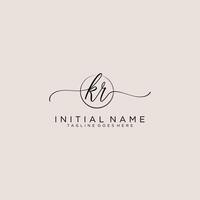 Initiale kr feminin Logo Sammlungen Vorlage. Handschrift Logo von Initiale Unterschrift, Hochzeit, Mode, Schmuck, Boutique, Blumen- und botanisch mit kreativ Vorlage zum irgendein Unternehmen oder Geschäft. vektor