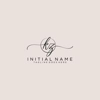 Initiale kz feminin Logo Sammlungen Vorlage. Handschrift Logo von Initiale Unterschrift, Hochzeit, Mode, Schmuck, Boutique, Blumen- und botanisch mit kreativ Vorlage zum irgendein Unternehmen oder Geschäft. vektor