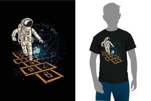 astronaut med tshirt design vektor illustration