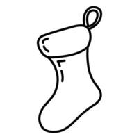 Konzept Weihnachten Socke Symbol Neon- glühen Stil, glücklich Neu Jahr und fröhlich Weihnachten eben Vektor Illustration, isoliert auf Schwarz, Weihnachten Urlaub Zeit.