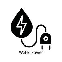 vatten kraft vektor fast ikon design illustration. natur och ekologi symbol på vit bakgrund eps 10 fil