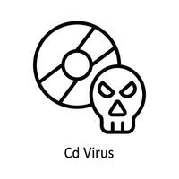 CD virus vektor översikt ikon design illustration. cyber säkerhet symbol på vit bakgrund eps 10 fil