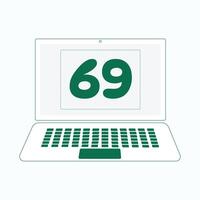 Laptop Symbol mit Nummer 69 vektor