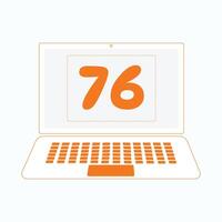 Laptop Symbol mit Nummer 76 vektor