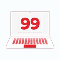 Laptop Symbol mit Nummer 99 vektor