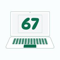 Laptop Symbol mit Nummer 67 vektor