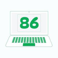 Laptop Symbol mit Nummer 86 vektor