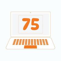 Laptop Symbol mit Nummer 75 vektor