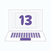 Laptop Symbol mit Nummer 13 vektor