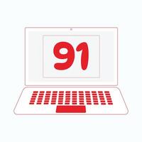 Laptop Symbol mit Nummer 91 vektor