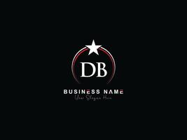första cirkel db logotyp ikon, kreativ lyx stjärna db brev logotyp bild design vektor
