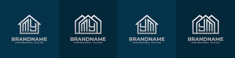 Brief meine und ym Zuhause Logo Satz. geeignet zum irgendein Geschäft verbunden zu Haus, echt Anwesen, Konstruktion, Innere mit meine oder ym Initialen. vektor