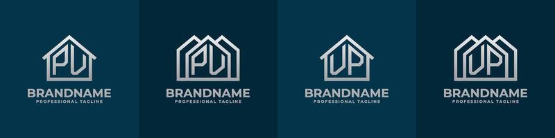 Brief pv und vp Zuhause Logo Satz. geeignet zum irgendein Geschäft verbunden zu Haus, echt Anwesen, Konstruktion, Innere mit pv oder vp Initialen. vektor
