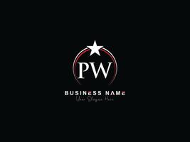 minimalistisch Kreis pw Logo Symbol, kreativ pw Luxus Star Logo Brief vektor