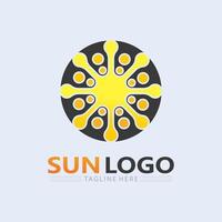 Sol logotyp och Sol vektor illustration ikon