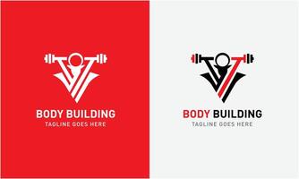 kreativ Fitnessstudio, Fitness Bodybuilding, Logo Symbol Probe, Sport Mann Konzept Illustration Vorlage vektor