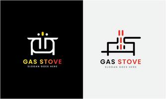 gas brännare ikon, kök gas spis, matlagning instruktioner glyf ikon, ugn linje ikon, brand gas spis ikon logotyp design runda cirkel symbol brand flamma logotyp design idéer vektor