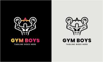 kreativ Gym, kondition bodybuilding, logotyp ikon prov, sport man begrepp illustration mall vektor