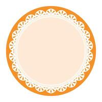 enkel elegant orange cirkulär ram dekorerad med runda uddig spets design vektor
