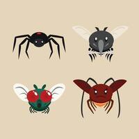 söt illustrationer av spindlar, mygga, flugor och kackerlackor vektor