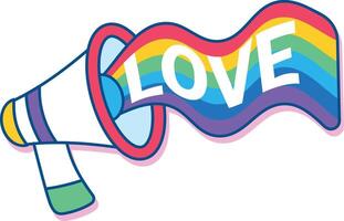 regnbåge megafon med 'kärlek' baner för stolthet försvar vektor
