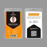 elegant minimal svart och orange id kort mall vektor