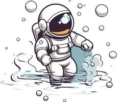 Astronaut im das Wasser auf Weiß Hintergrund. vektor