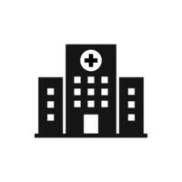 sjukhus byggnad ikon. ikon av sjukhus byggnad platt stil. hjälpa tecken. vektor