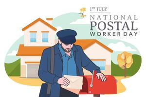 nationell post arbetare dag firande platt affisch. vektor
