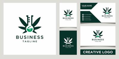 cannabis labb logotyp design mall med företag kort design vektor