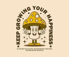 retro tecknad serie karaktär svamp häftig 70s med inspirera slogan för affisch, t skjorta, gata ha på sig, klistermärke, och etc. vektor