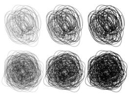 Hand Zeichnung wahnsinnig verheddert kritzeln zufällig chaotisch Linien. vektor