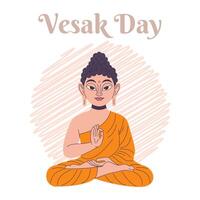 glücklich vesak Tag, Buddha Purnima wünscht sich Schöne Grüße Illustration. Poster, Banner, Grüße, und drucken Design. vektor