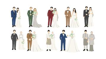 olika bröllop par illustrationer vektor