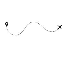 Flugzeug gepunktet Route Linie das Weg Flugzeug. fliegend mit ein gestrichelt Linie von das beginnend Punkt und entlang das Weg. Illustration vektor