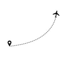 Flugzeug gepunktet Route Linie das Weg Flugzeug. fliegend mit ein gestrichelt Linie von das beginnend Punkt und entlang das Weg. Illustration vektor