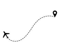 flygplan prickad rutt linje de sätt flygplan. flygande med en streckad linje från de startande punkt och längs de väg. illustration vektor