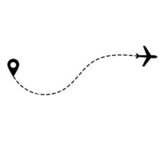 Flugzeug gepunktet Route Linie das Weg Flugzeug. fliegend mit ein gestrichelt Linie von das beginnend Punkt und entlang das Weg. Illustration vektor