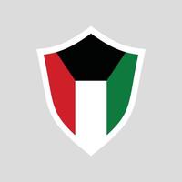 kuwait flagga i skydda form ram vektor