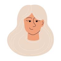 attraktiv feminin Benutzerbild Person Gesicht Weiß Hintergrund. kaukasisch Frau 2d linear Karikatur Charakter Kopf. vektor