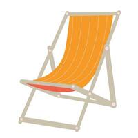 semester ikon med trä- däck stol i platt stil. sommartid koppla av. isolerat på vit bakgrund illustration. element för skriva ut, baner, kort, broschyr, logotyp. vektor