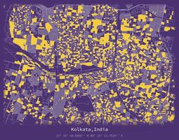 Kolkata, Indien stad centrum, urban detalj gator vägar Färg karta, redigerbar element mall bild vektor